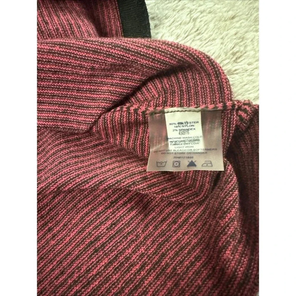 Title Nine Sweater Red Striped Long Sleeve Striped Mock Neck Size Large - Picture 11 of 16